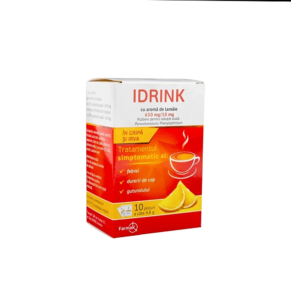 Idrink cu aroma de lamiie 650mg/10mg pulb./sol.orala N10