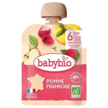 Babybio Pouch din mere și zmeură (6+) 90g