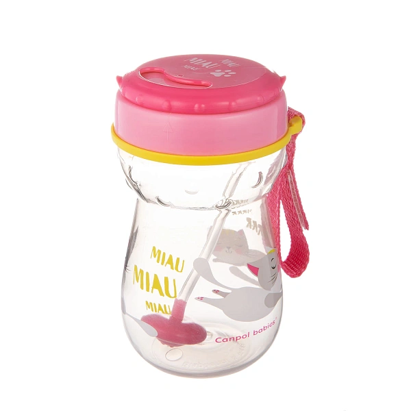 Canpol Baby 56/521 Cană sport cu pai din silicon și greutate Cat 350 ml Canpol Baby 56/521 Cană sport cu pai din silicon și greutate Cat 350 ml