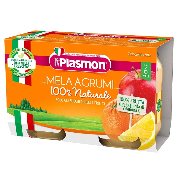 Plasmon Piure cu mere si citrus frucle +6 luni ,2x104 g