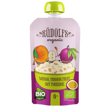Rudolfs Organic Pouch  Mango, fructul pasiunii și ovaz 110g (6+)