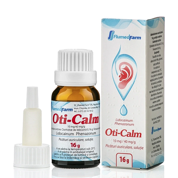 Oti-Calm 10 mg/40 mg/g picături auriculare, soluție 16g