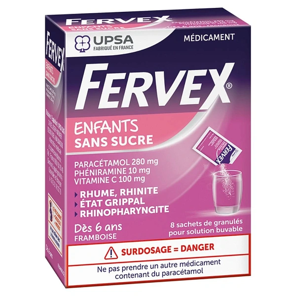 Fervex pentru copii fără zahăr 280mg/100mg/10mg gran.sol.orala N8
