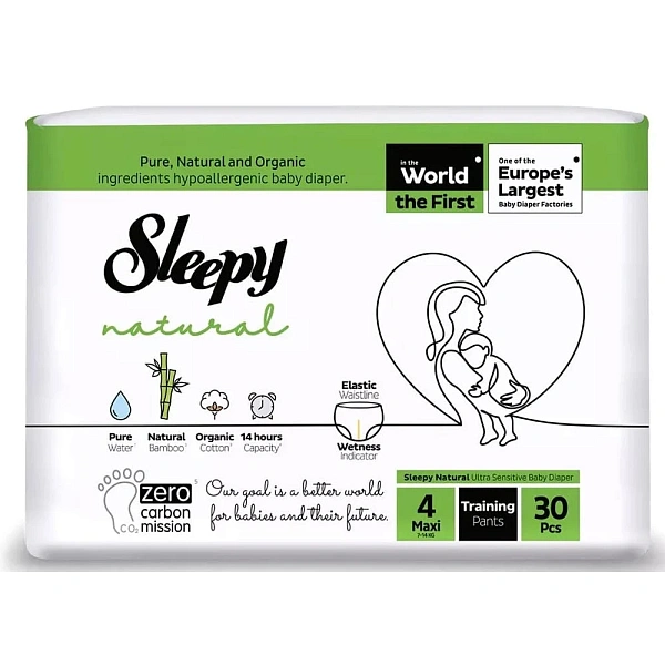 Scutece Sleepy Natural Chiloței 4 Maxi (7-14 kg) N30