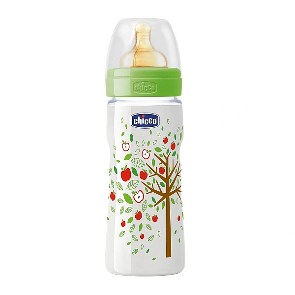 Chicco Biberon plastic Well Being, tetină latex, flux terci, 0%BPA, 4+, 330ml (707700/206343) Chicco Biberon plastic Well Being, tetină latex, flux terci, 0%BPA, 4+, 330ml (707700/206343)