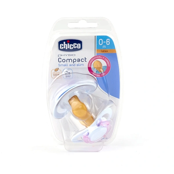 Chicco Suzetă ortodontică latex pentru fetițe, 0+, 2 buc (729201/7482011)