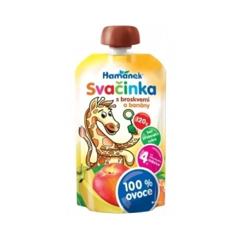 Hamanek Piure măr,persic,banana 120g