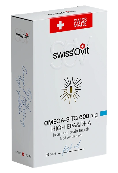 SwissOvit OMEGA 3 TG 600mg Fish Oil caps. N30  (Forans)