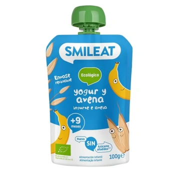 Smileat Pouch organic din iaurt cu ovaz 9 luni +, 100gr