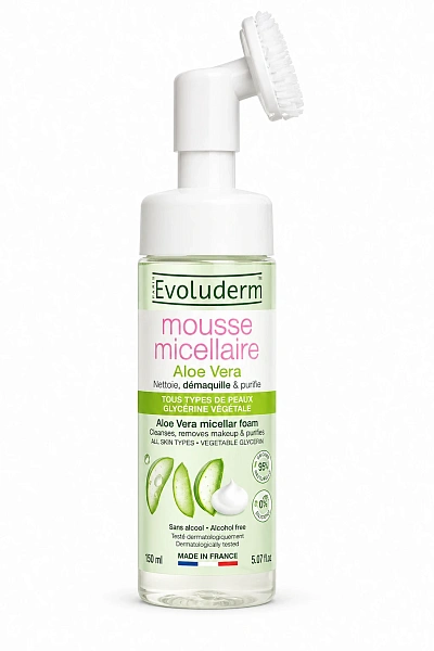 Evoluderm Spumă micelară de curățare cu Aloe Vera pentru față 150ml