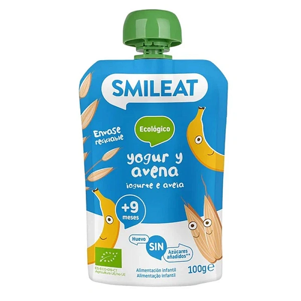 Smileat Pouch organic din iaurt cu ovaz 9 luni +, 100gr Smileat Pouch organic din iaurt cu ovaz 9 luni +, 100gr