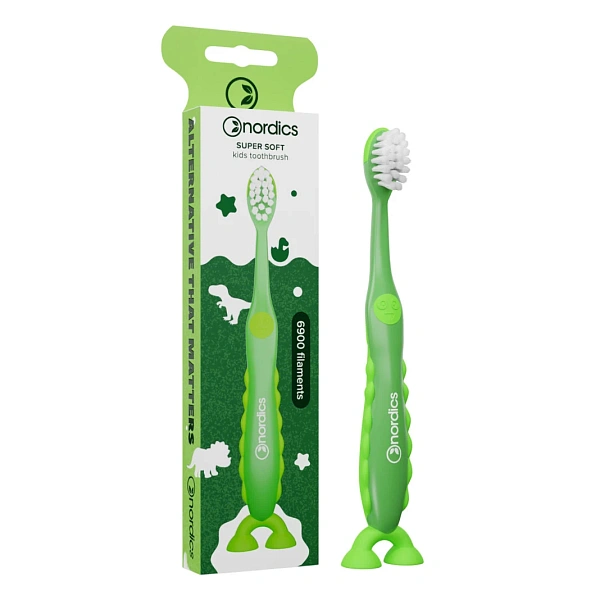 Nordics Periuță de dinți pentru copii Dino (verde), moale (6900) 2ani+