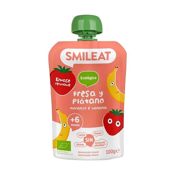 Smileat Piure organic din capsuna și banană, 6luni+, 100g Smileat Piure organic din capsuna și banană, 6luni+, 100g