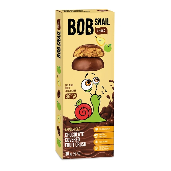 Bob Snail Dulciuri naturale mar-pere ciocolată belgiana 30g