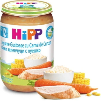 Hipp 6813 Piure legume gustoase cu orez și curcan 220g