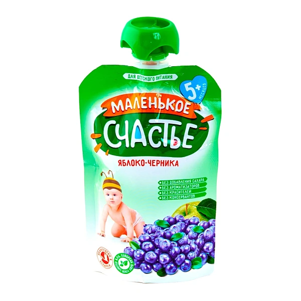 Malenikoe Sciastie Piure măr,coacăză 90g