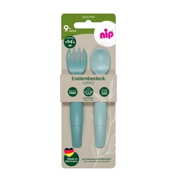NIP Eat Green Set tacâmuri, albastru (9+ luni)