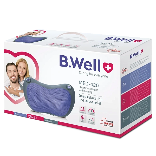 B.Well Masajor electric cu efect de încălzire și adaptor (MED-420)