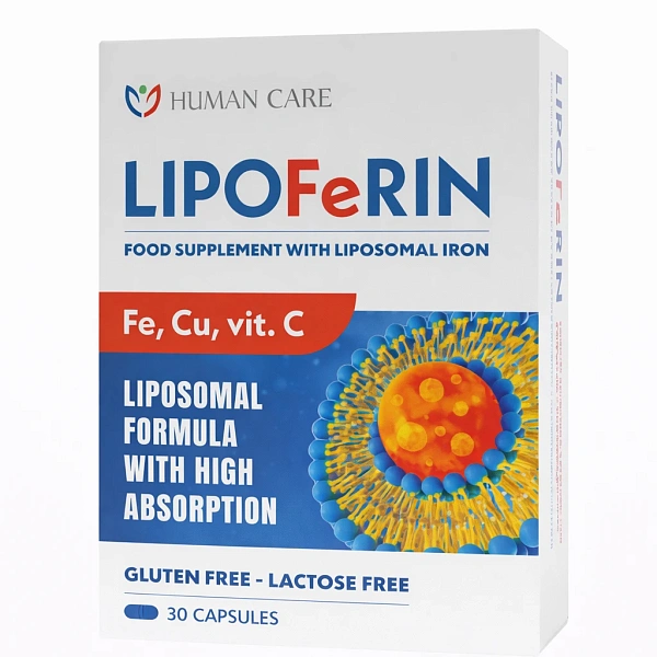 Lipoferin (Fe lipozomal , Cu, Vit C, B2) caps. N30