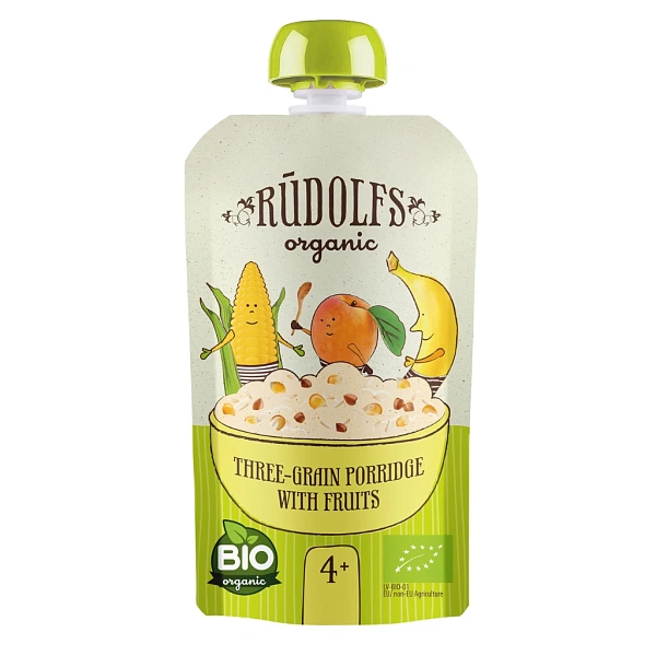 Rudolfs Organic Pouch 3 Cereale cu fructe 110g (4+) Rudolfs Organic Pouch 3 Cereale cu fructe 110g (4+)