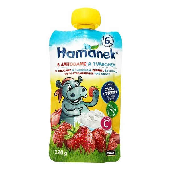 Hamanek Piure măr, căpșună 120g Hamanek Piure măr, căpșună 120g