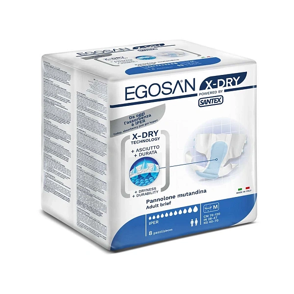 Egosan scutece X-Dry Hiper, M, 40-70kg, 70-120cm, 8buc