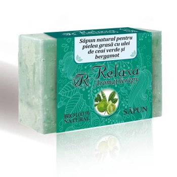 Sapun solid Relaxa cu ulei de ceai verde și bergamot pentru piele grasa, 80gr
