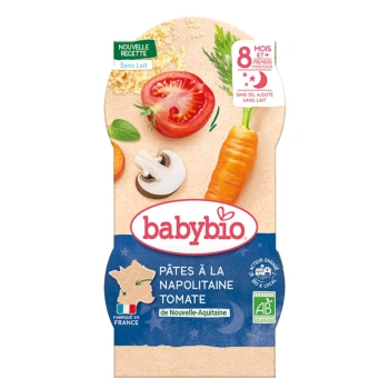 Babybio Piure cu Paste Napolitane și roșii (8+) 2x200g