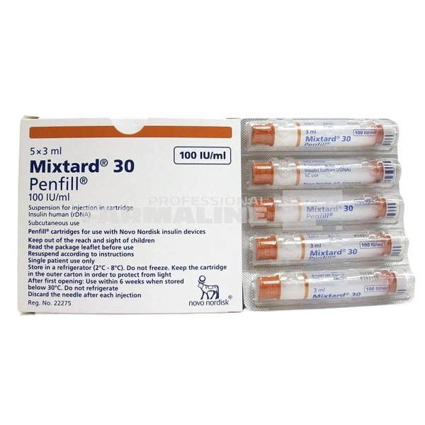 Mixtard 30 HM Penfill susp. inj. in cartus 100UI/ml 3ml N5