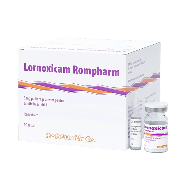 Lornoxicam 8mg pulb.solv.sol.inj. N10 + 2ml N10 (Rompharm) Lornoxicam 8mg pulb.solv.sol.inj. N10 + 2ml N10 (Rompharm)