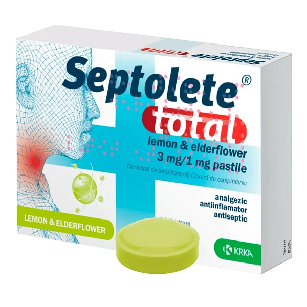Septolete total lemon & elderflower 3 mg/1 mg  pastile  N8x2