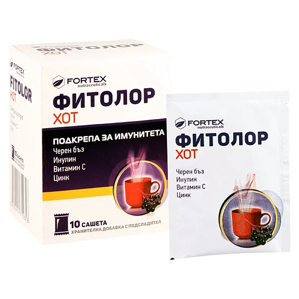Fortex Fitolor Hot Inulin + Vit.C + Zinc + Extract de Soc Negru saseuri N10