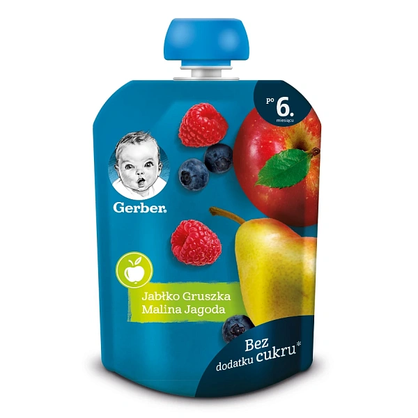 Gerber Piure din măr, pară, zmeură, afine 90g