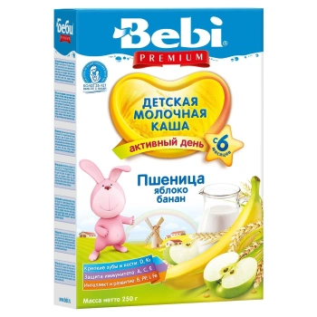 Bebi Prem Terci Lapte grâu, măr, banană 250g