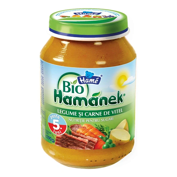 Hamanek Piure carne de vitel și legume 190g