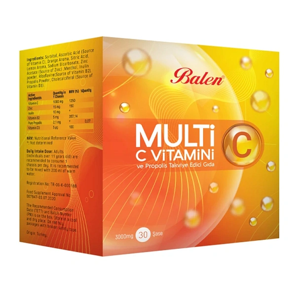 Balen Multi C Vitamin & Propolis sache N30 (Vit.C+Zn+D3+Propolis) Balen Multi C Vitamin & Propolis sache N30 (Vit.C+Zn+D3+Propolis)