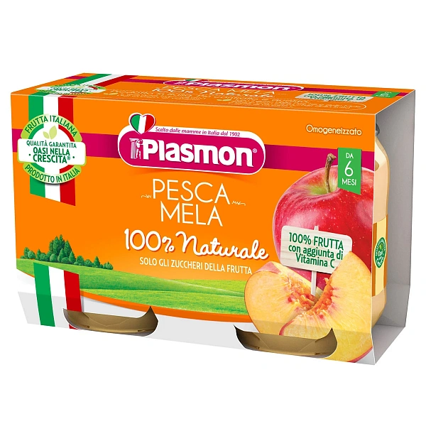 Plasmon Piure piersic cu mere ,+6 luni 2x104 g