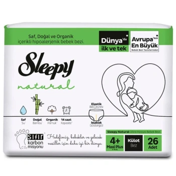 Scutece Sleepy Natural Chiloței 4+ Maxi Plus (9-16 kg) N26