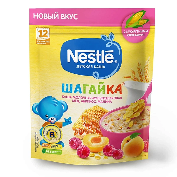 Nestle Terci cu lapte din miere, caise, zmeură 190g Nestle Terci cu lapte din miere, caise, zmeură 190g