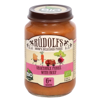 Rudolfs Organic Piure Legume cu carne de vită 190g (6+)