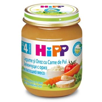 Hipp 6253 Pireu pui cu orez și legume (4 luni) 125g