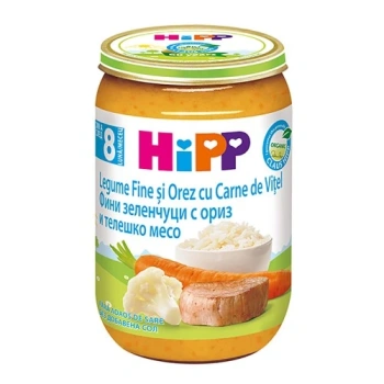 Hipp 6413 Pireu vitel,orez,legume (8 luni) 220g