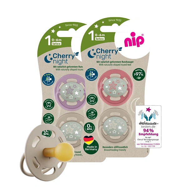 NIP Cherry Night F Suzetă latex mărimea 1 (0-6luni) N2