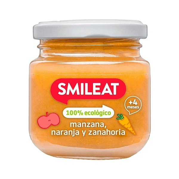 Smileat Piure organic din mere , portocale și morcov 6luni +,130gr Smileat Piure organic din mere , portocale și morcov 6luni +,130gr