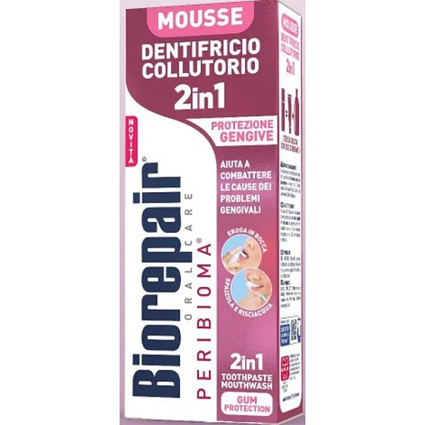 Biorepair Mousse 2in1 protecția gingiilor (pastă de dinți+clătitor) 75ml
