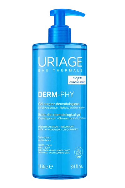 Uriage Derm-Phy Gel extra-rich pentru curățarea pielii (față, corp) 1000ml
