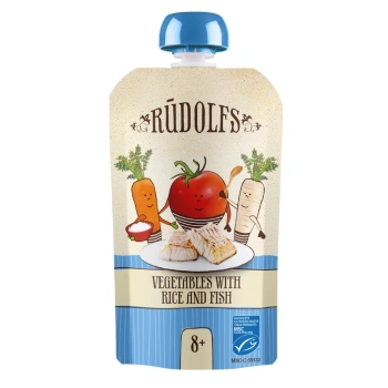 Rudolfs Organic Pouch Legume cu orez și peste 110g (8+)