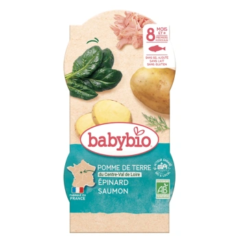 Babybio Piure din cartofi, spanac, somon și mărar (8+) 2x200g