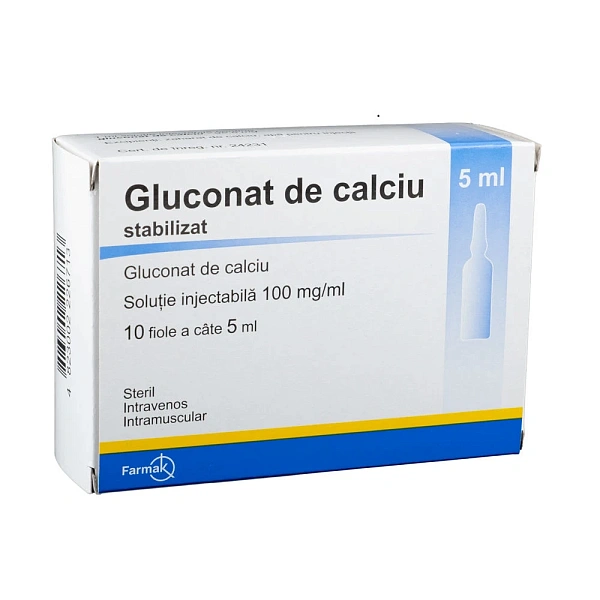 Calciu gluconat 10% 5ml sol.inj. N2x5 