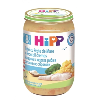 Hipp 6550 Pireu peste,morcov,brocoli,taietei,orez (10 luni) 220g
